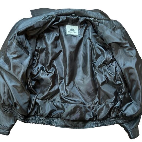 Black Leather Pabst Beer Exclusive Burk’s Bay Napa Bomber Jacket - Picture 4 of 16